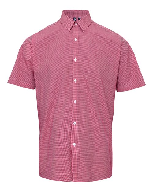 Artisan Collection by Reprime Men's Microcheck Gingham Cotton Shirt - Red/ White Front