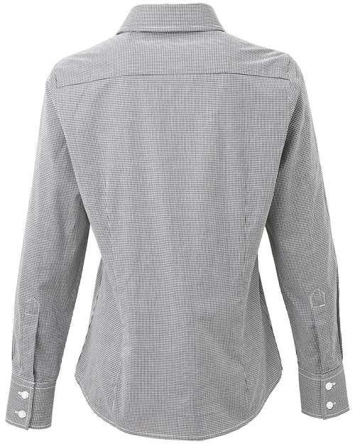 Women's Microcheck Gingham Cotton Shirt - Black/ White Back