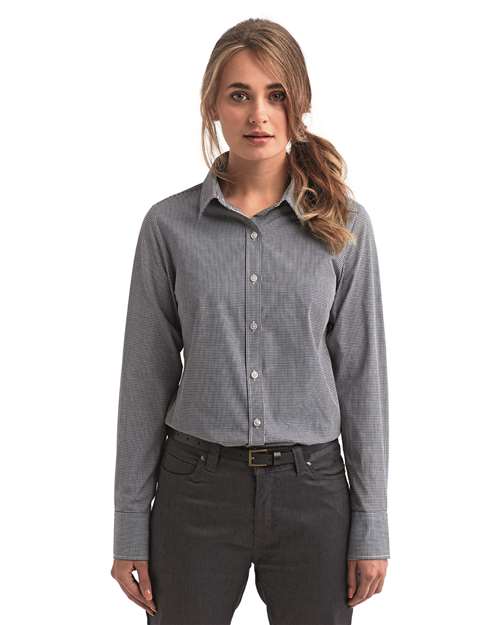 Artisan Collection by Reprime Women's Microcheck Gingham Cotton Shirt - Model Front