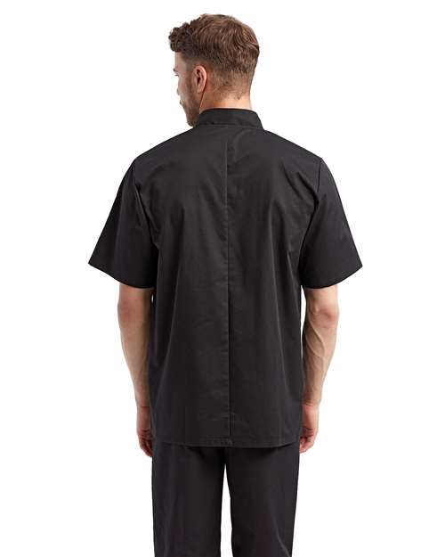 Unisex Short Sleeve Recycled Chef Coat - Black Back