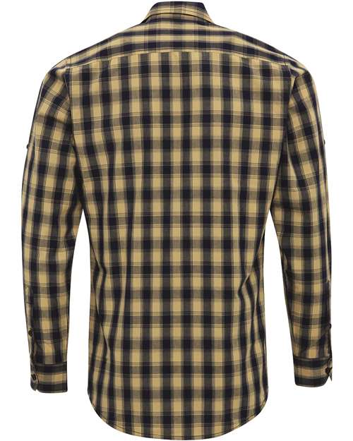 Men's Mulligan Check Cotton Shirt - Camel/ Navy Back