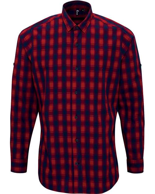 Men's Mulligan Check Cotton Shirt - Red/ Navy Front