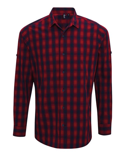 Artisan Collection by Reprime Men's Mulligan Check Cotton Shirt - Red/ Navy Front