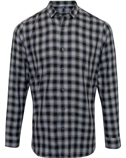 Men's Mulligan Check Cotton Shirt - Steel/ Black Front