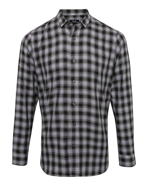 Artisan Collection by Reprime Men's Mulligan Check Cotton Shirt - Steel/ Black Front