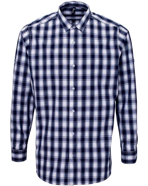 Men's Mulligan Check Cotton Shirt - White/ Navy Front
