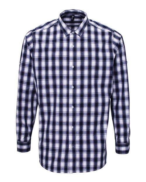 Artisan Collection by Reprime Men's Mulligan Check Cotton Shirt - White/ Navy Front