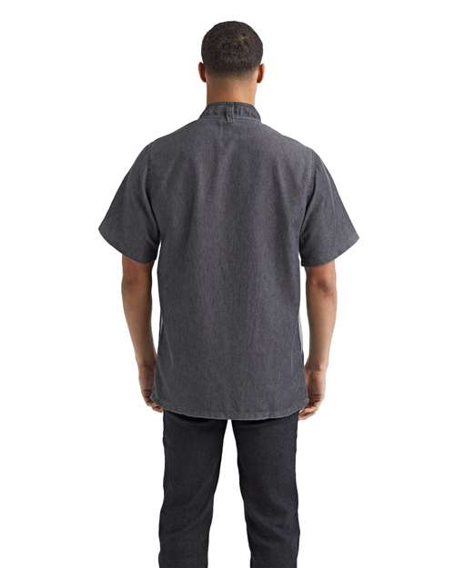 Unisex Zip-Close Short Sleeve Chef's Coat - Black Denim Back