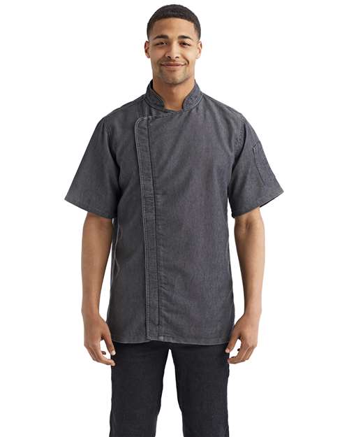 Artisan Collection by Reprime Unisex Zip-Close Short Sleeve Chef's Coat - Model Front