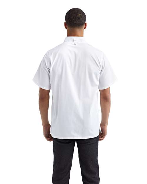 Unisex Zip-Close Short Sleeve Chef's Coat - White Back