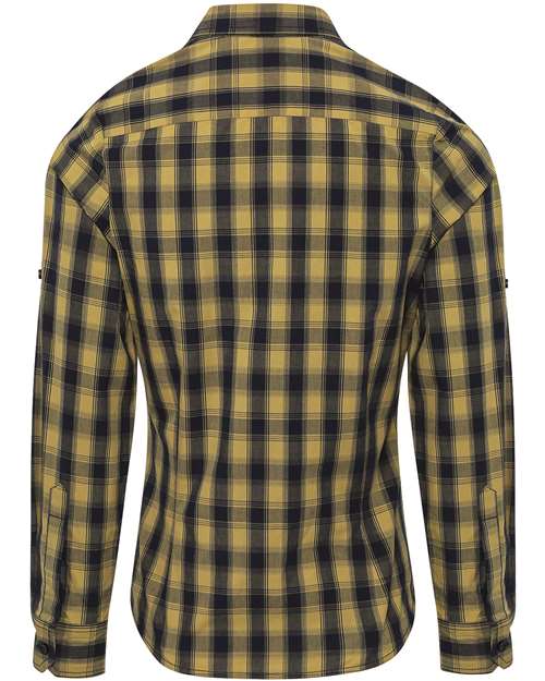 Women's Mulligan Check Cotton Dress Shirt - Camel/ Navy Back