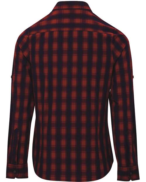 Women's Mulligan Check Cotton Dress Shirt - Red/ Navy Back