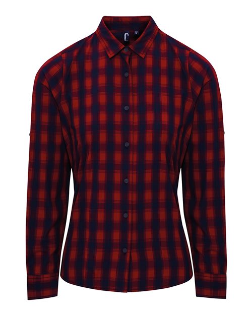 Artisan Collection by Reprime Women's Mulligan Check Cotton Dress Shirt - Red/ Navy Front
