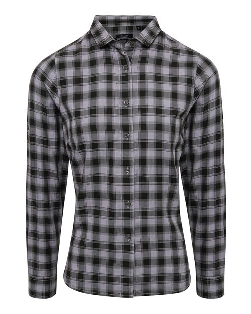 Artisan Collection by Reprime Women's Mulligan Check Cotton Dress Shirt - Steel/ Black Front