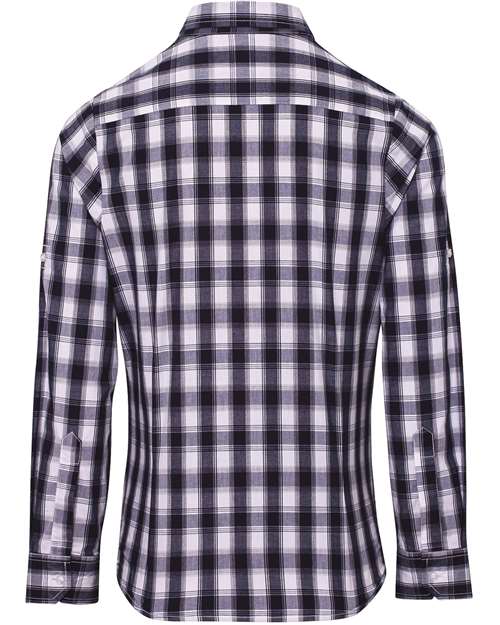 Women's Mulligan Check Cotton Dress Shirt - White/ Navy Back