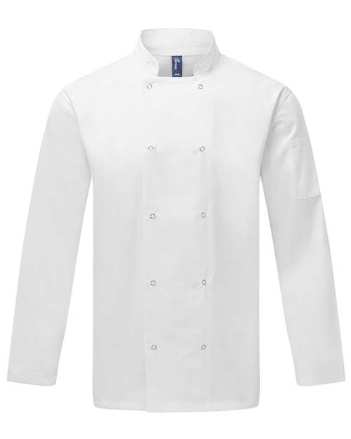 Unisex Ten Studded Front Chef Coat - White Front