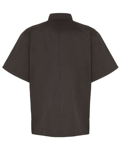 Unisex Ten Studded Front Short Sleeve Chef Coat - Black Back