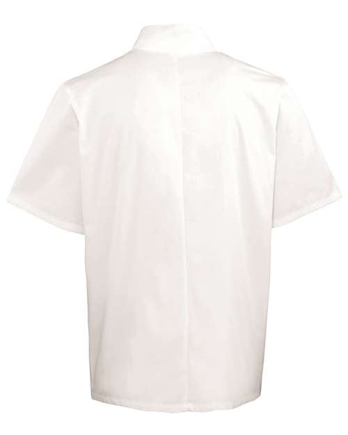 Unisex Ten Studded Front Short Sleeve Chef Coat - White Back