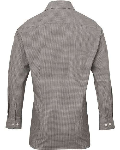 Men's Microcheck Gingham Cotton Shirt - Black/ White Back
