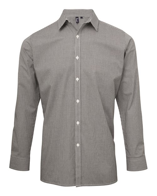 Artisan Collection by Reprime Men's Microcheck Gingham Cotton Shirt - Black/ White Front