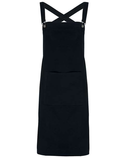 Cross Back Barista Bib Apron - Black Front