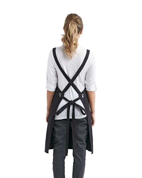 Cross Back Barista Bib Apron - Black Back