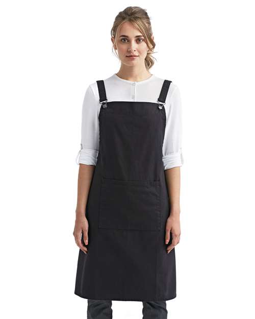 Artisan Collection by Reprime Cross Back Barista Bib Apron - Model Front