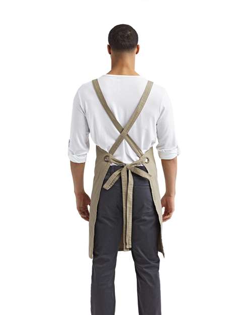 Cross Back Barista Bib Apron - Khaki Back