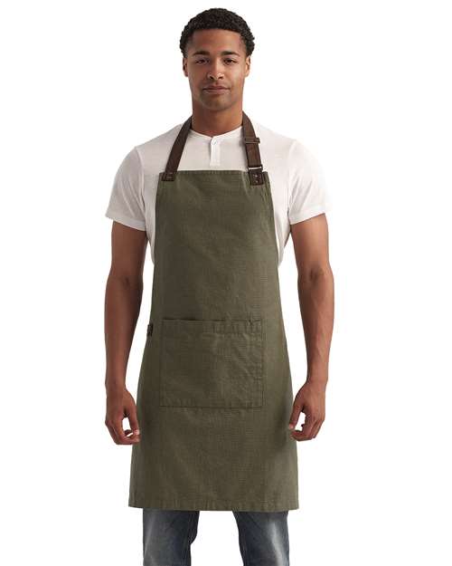 Annex Oxford Bib Apron - Moss Front