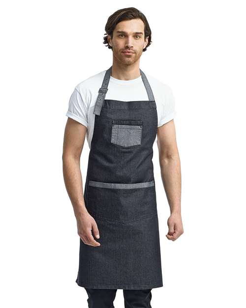 Artisan Collection by Reprime Domain Contrast Denim Bib Apron - Model Front
