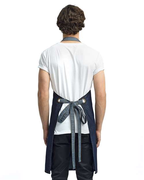 Domain Contrast Denim Bib Apron - Indigo Denim Back