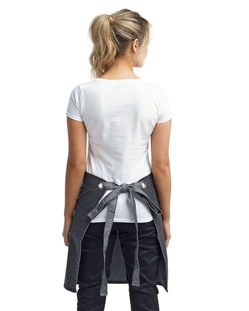 Domain Contrast Denim Waist Apron - Black Denim Back