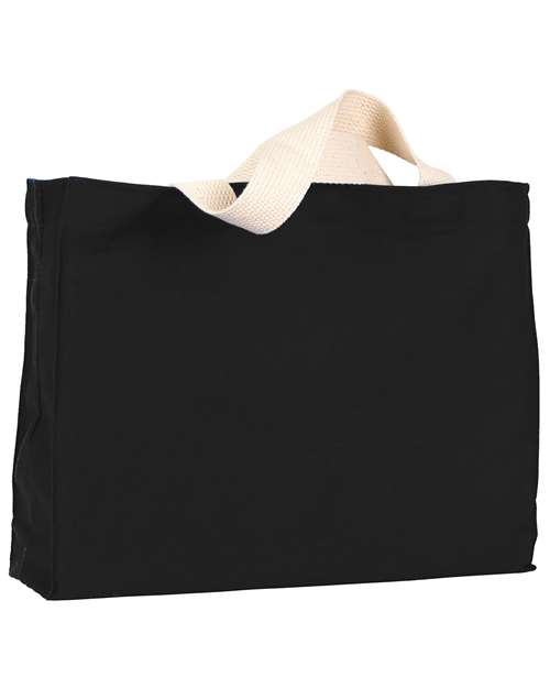 USA-Made Canvas Medium Gusset Tote Bag - Black Front