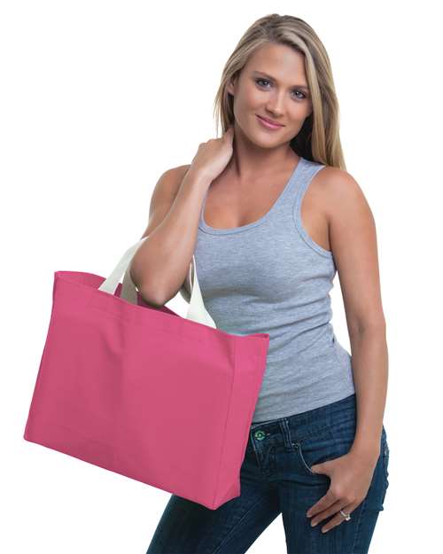 USA-Made Canvas Medium Gusset Tote Bag - Bright Pink Front