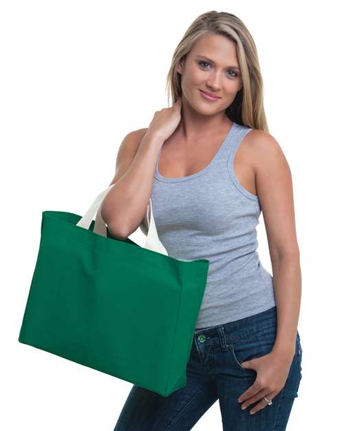 USA-Made Canvas Medium Gusset Tote Bag - Kelly Green Front