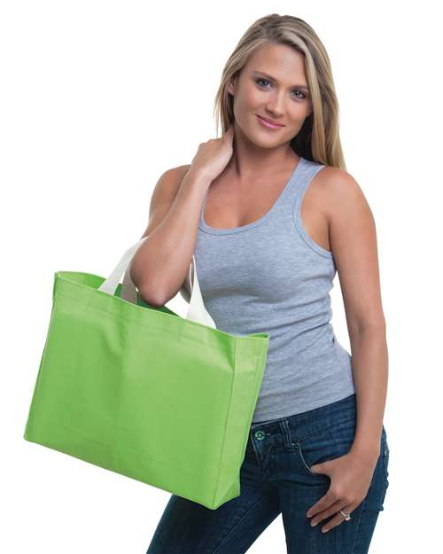 USA-Made Canvas Medium Gusset Tote Bag - Lime Green Front
