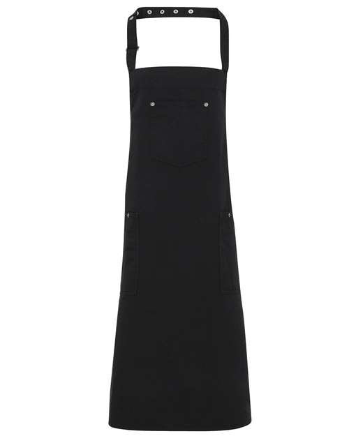 Chino Bib Apron - Black Front