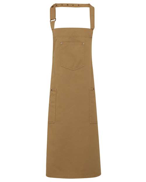 Chino Bib Apron - Khaki Front