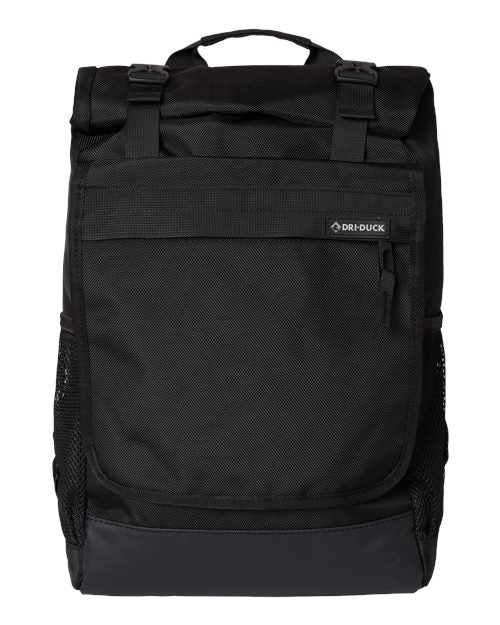 Roll Top Backpack - Black Front
