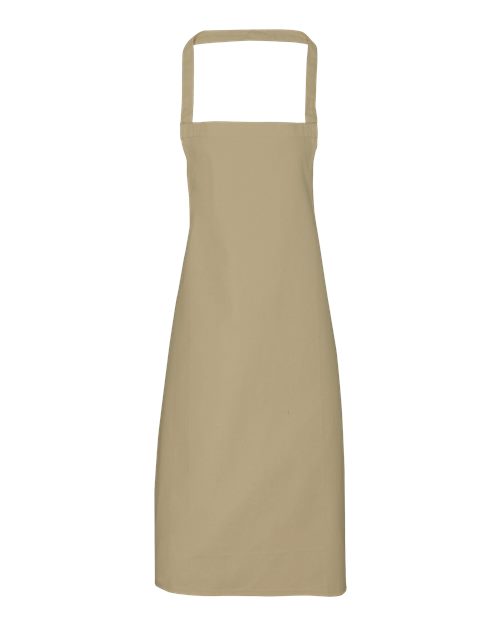 Organic Cotton Bib Apron - Khaki Front