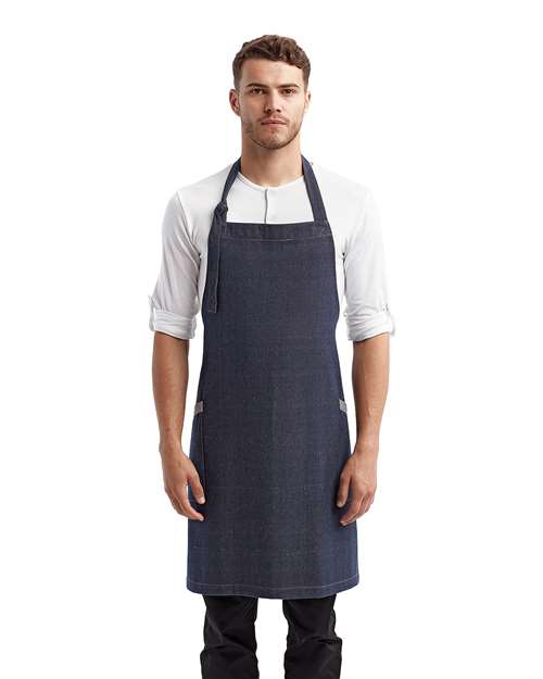 Regenerate Recycled Bib Apron - Indigo Denim Front