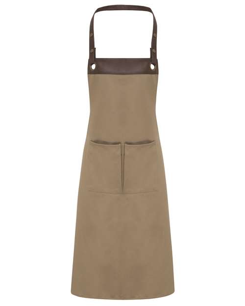 Espresso Bib Apron - Khaki/ Brown Front