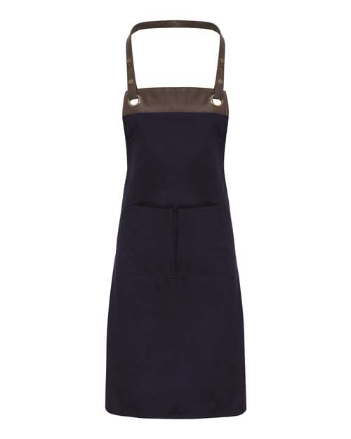 Espresso Bib Apron - Navy/ Brown Front