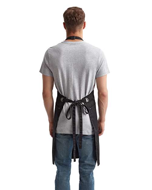 Barley Contrast Stitch Recycled Bib Apron - Black/ Charcoal Back