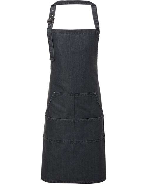 Jeans Stitch Denim Bib Apron - Black Denim Front