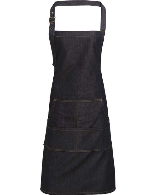 Jeans Stitch Denim Bib Apron - Indigo Denim Front