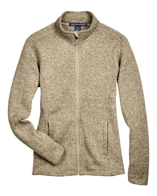 Women's Bristol Full-Zip Sweater Fleece Jacket - Khaki Heather Front