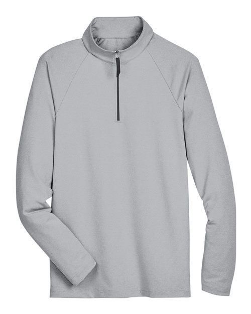 Men's CrownLux Performance® Clubhouse Micro-Stripe Quarter-Zip Pullover - Black Front