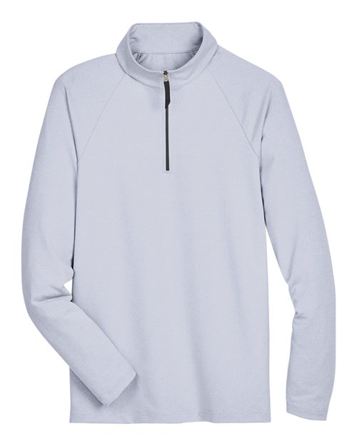 Men's CrownLux Performance® Clubhouse Micro-Stripe Quarter-Zip Pullover - Navy Front