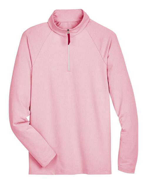 Men's CrownLux Performance® Clubhouse Micro-Stripe Quarter-Zip Pullover - Red Front